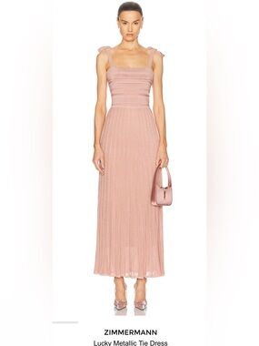 NWT $895 ZIMMERMANN Lucky Metallic Tie Dress Size AU 2 US 8 Metallic Pink